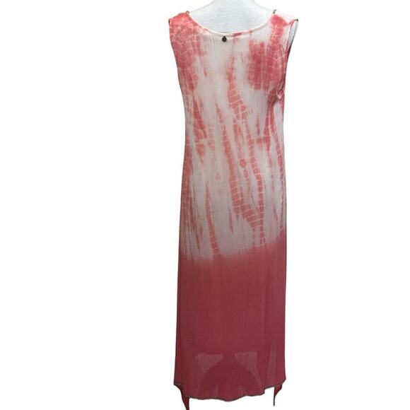 Soft Surroundings tie dye maxidress, coral,  coastal, bohemian, resort, beachy - Picture 2 of 7